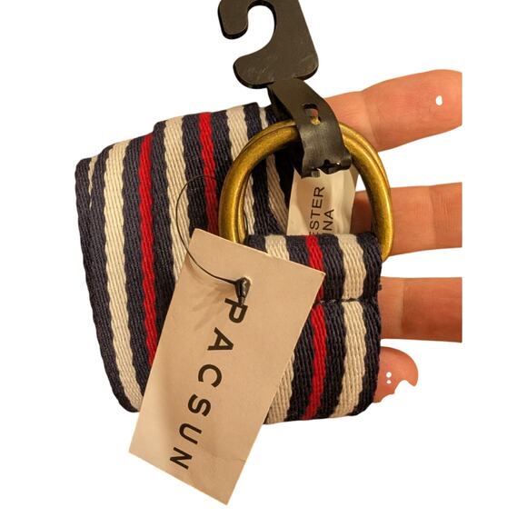 Nautical style navy, red & white cotton belt w/brass hardware by Pacsun One size